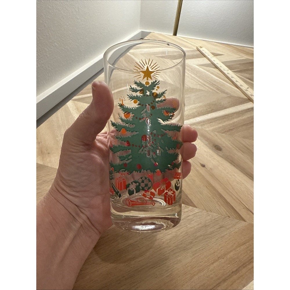 1 VTG‎ Libby Highball Cocktail Glass MCM XMAS Tree•Star•Trumpet•Drum•Soccer Ball - Picture 4 of 4